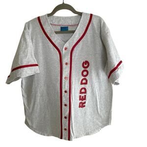 Vintage Red Dog Beer Baseball Jersey | 90s Button-Up Graphic Shirt Size XL